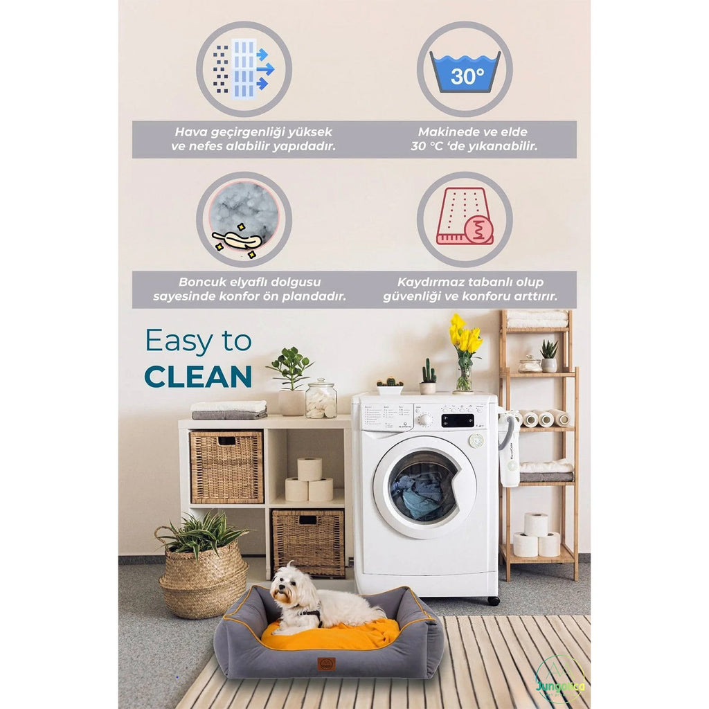 Lucy, Çift Taraflı Minderli, Ultra Yumuşak, Kaydırmaz Tabanlı, Yıkanabilir Kedi ve Köpek Yatağı - Jungolica Pet Products