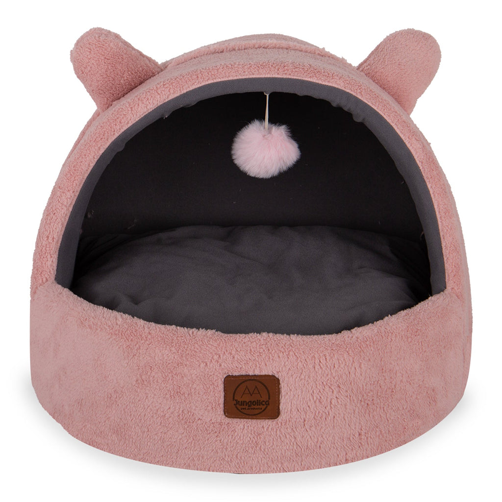 Tom, Çıkarılabilir Minderli, Ultra Yumuşak, Konforlu, Üstü Kapalı Tasarım Kedi Yatağı (Pembe) - Jungolica Pet Products
